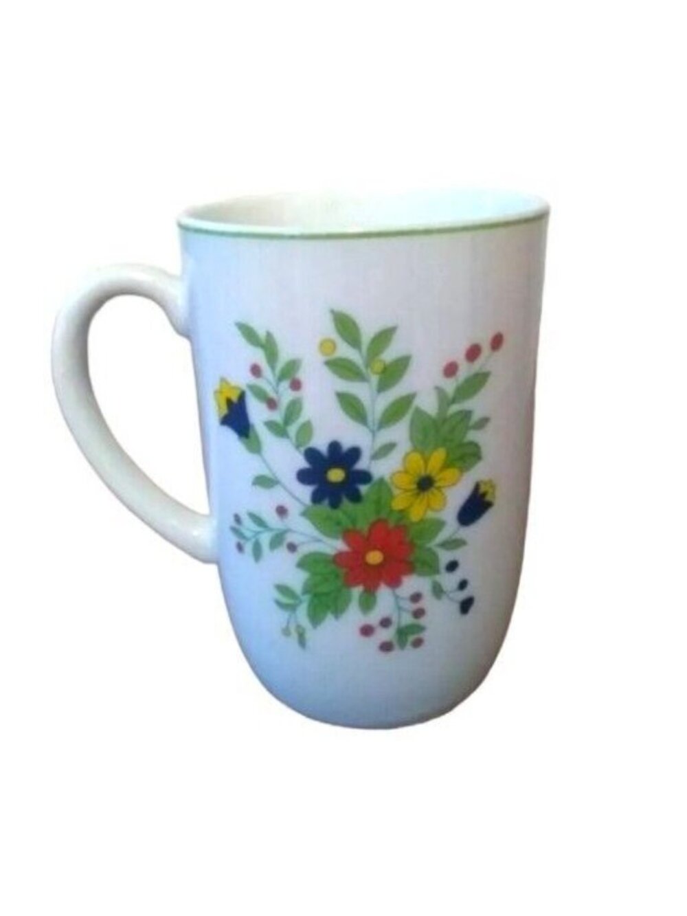 Vintage Knobler flower mug Japan red yellow blue green coffee cup tea - Picture 3 of 12